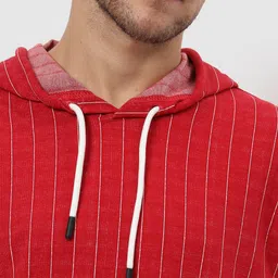 campus sutra Men Full Sleeve Striped Hooded Sweatshirt image 4