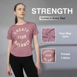 chkokko Women Printed Round Neck Polyester Maroon T-Shirt image 3