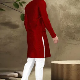 parallel times Men Solid Jacquard Straight Kurta image 2