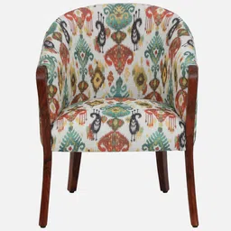 amberville from pepperfry Seaton Sheesham Wood Arm Chair In Honey Oak Finish With Abstract Print image 5