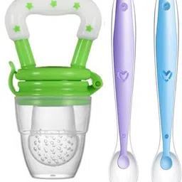 chicbunny 2pcs Baby Feeding Spoons & Fruit Food Feeder (Combo Pack of 3) - Silicone Teether and Feeder-picture-10