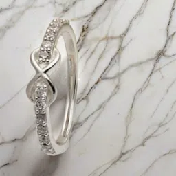 Pack of 1 Infinity Symbol Silver Ring For Women Stainless Steel Cubic Zirconia Rhodium Plated Ring-image-67