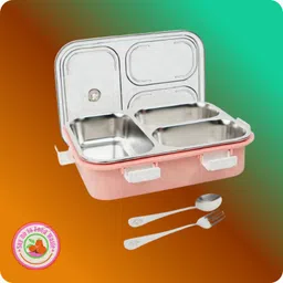 evara international Compartment -3 Sealed Leak Proof Stainless Steel For Kid's & Adult_P86 3 Containers Lunch Box-picture-10