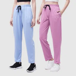 pivl Pack of 2 Women Solid Light Blue, Pink Track Pants-picture-25