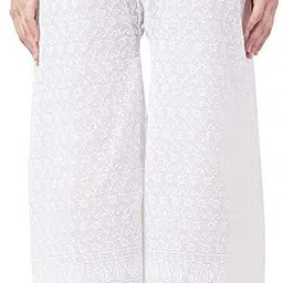 amfabrics Women Regular Fit White Cotton Blend Trousers image 2