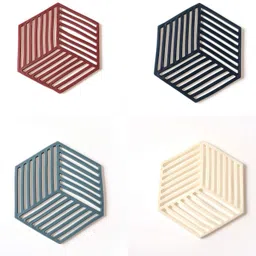 kpng Silicone Trivet Mats and Hot Pads Pcs 6.33 5.5 in Hexagon Heat Resistant Multifuntion Kitchen Tool for Bowl Mats, Dish Mats, Placemats, and Drink Coasters 4 Polished Trivet-picture-33