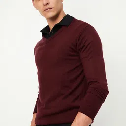 max Men Printed Round Neck Red Sweater-picture-14