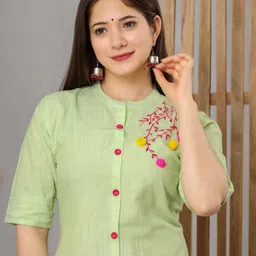 heartloom Women Embroidered Pure Cotton A-line Kurta image 5