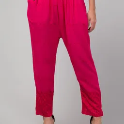 vizcon Women Loose Fit Pink Viscose Rayon Trousers-picture-10