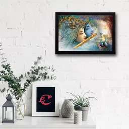 ecraftindia Radha Krishna Satin Matt Texture UV Art Ink 25.4 cm x 35.56 cm Painting image 2