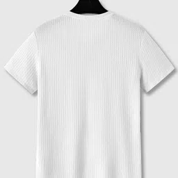 jump cuts Men Solid Henley Neck Polyester White T-Shirt image 2