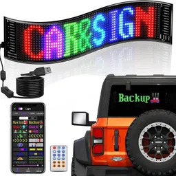 autobizarre 14 x 4 Inches Flexible Waterproof DIY Customizable LED Matrix Panel Display Screen Sign Board with Mobile Application and Remote Control for Cars, Home, Office, Shops etc Hardwire Kit-picture-25