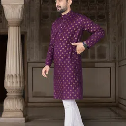 dhasu trendz Men Cotton Blend Kurta Pant Set image 3