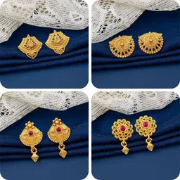 lala luxury bestseller Combo of 4 Traditional Brass Earring Set-picture-48