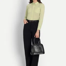 next one Women Loose Fit Black Lycra Blend Trousers image 5