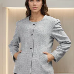 Polyester Self Design Coat For Women-image-23