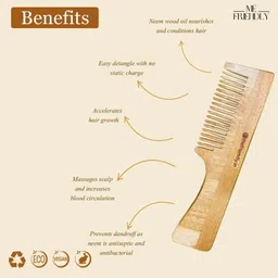 me friendly Neem Wood Comb with Handle image 3