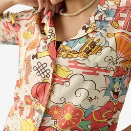 the souled store Women Regular Fit Printed Lapel Collar Casual Shirt image 4