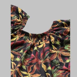 aarika Womens Sports Wear Yellow-Black Colour Floral Print Nylon Swim Suit Self Design Women Swim-dress Yellow Swimsuit image 2