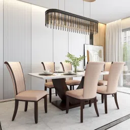 durian Rowena Marble Top 8 Seater Dining Set In White Finish image 1