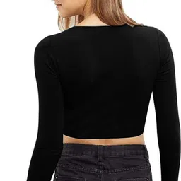 christone Casual Regular Sleeves Solid Women Black Top image 2