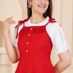 vihaan Women Red Dungaree image 4
