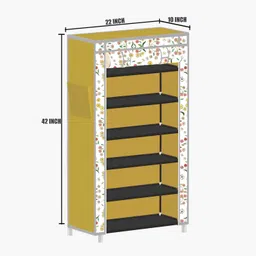 poowerest 6 Tire Foldable Collapsible Wardrobe Storage Organizer Almirah Cloth Rack PVC Collapsible Wardrobe image 3