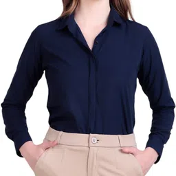 rare camel Women Regular Fit Solid Spread Collar Formal Shirt-picture-10