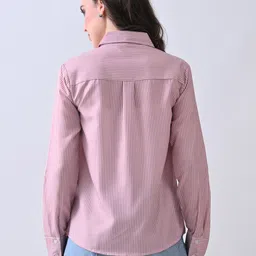 fuback Women Regular Fit Striped Spread Collar Casual Shirt image 2