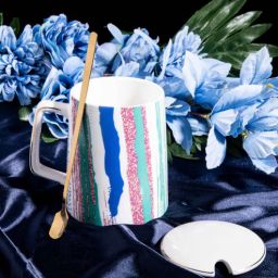 GIBOX Trendy Coffee Mug with Lid & Spoon 400ml Travel Coffee Mugs for Women & Men Stylish Tea Coffee Cup Giftings-picture-20
