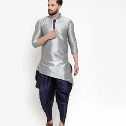 haroon Men Art Silk Kurta Dhoti Set-picture-20