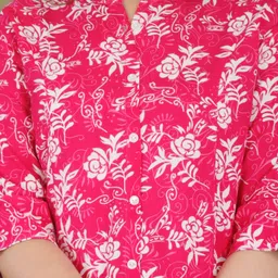 shree ganesh fashion Casual Roll Up Sleeves Printed Women Pink Top image 4