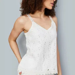 max Casual Sleeveless Solid Women Beige Top-picture-12