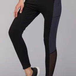 green-shade Solid Women Black Tights image 3