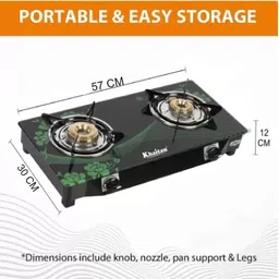 khaitan 2 Burner BP-Nano Green Digital Glass Manual Gas Stove image 3