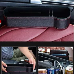 yukta enterprise Premium Leather Car Gap Filler with Cup Holder & Storage Box Car Multi Pocket image 5