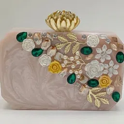 best indian handicraft Party Cream, Beige Clutch-picture-22