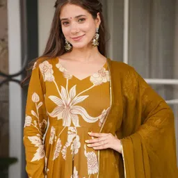 dhayansh enetrprise Rayon Blend Stitched Anarkali Gown image 4