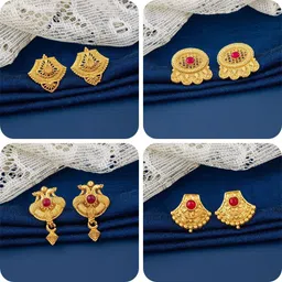 bestseller Combo of 4 Traditional Brass Earring Set-image-42