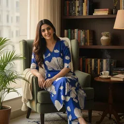 bhagyesh fashion Women Pure Cotton Kurti Pant Set image 4