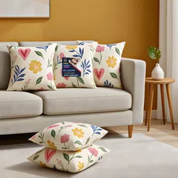 villagers Microfibre Cushion Pack of 5 Floral Premium Cushion Set | (16x16 inch) image 1