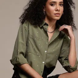 roadster Women Oversized Fit Printed Casual Shirt image 2