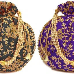 athizay Women Black, Blue, Gold Potli-picture-13