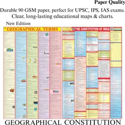 eoimarketing Pack of 2 Maps – Geographical Term Chart & Constitution of India English Map, 70x100 cm / 28x40 inch, 90 GSM Thick Paper, Extra Quality Print, New Edition with QR Code, SSC, UPSC & Competitive Exam Paper Print Paper Print image 3