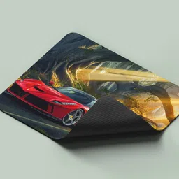 ARTOLIC Red car is road sun is shining through trees Mouse Pad for Office & Gaming Non Slip Base Mousepad image 4