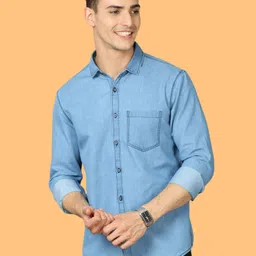 smile stone Men Regular Fit Self Design Cut Away Collar Casual Shirt image 1