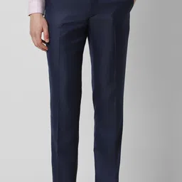 peter england Men Regular Fit Blue Cotton Blend Trousers-picture-22