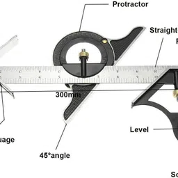 lubaba Stainless Steel Multi-function Combination Ruler / Square Set With 12 Inch Blade Combination Square image 4