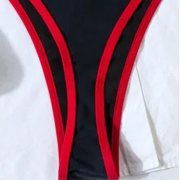 enaya store Self Design Women Bikini Black Swimsuit image 5