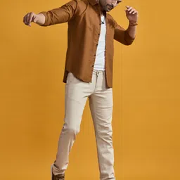 stoneberg Men Slim Fit Solid Spread Collar Formal Shirt image 5